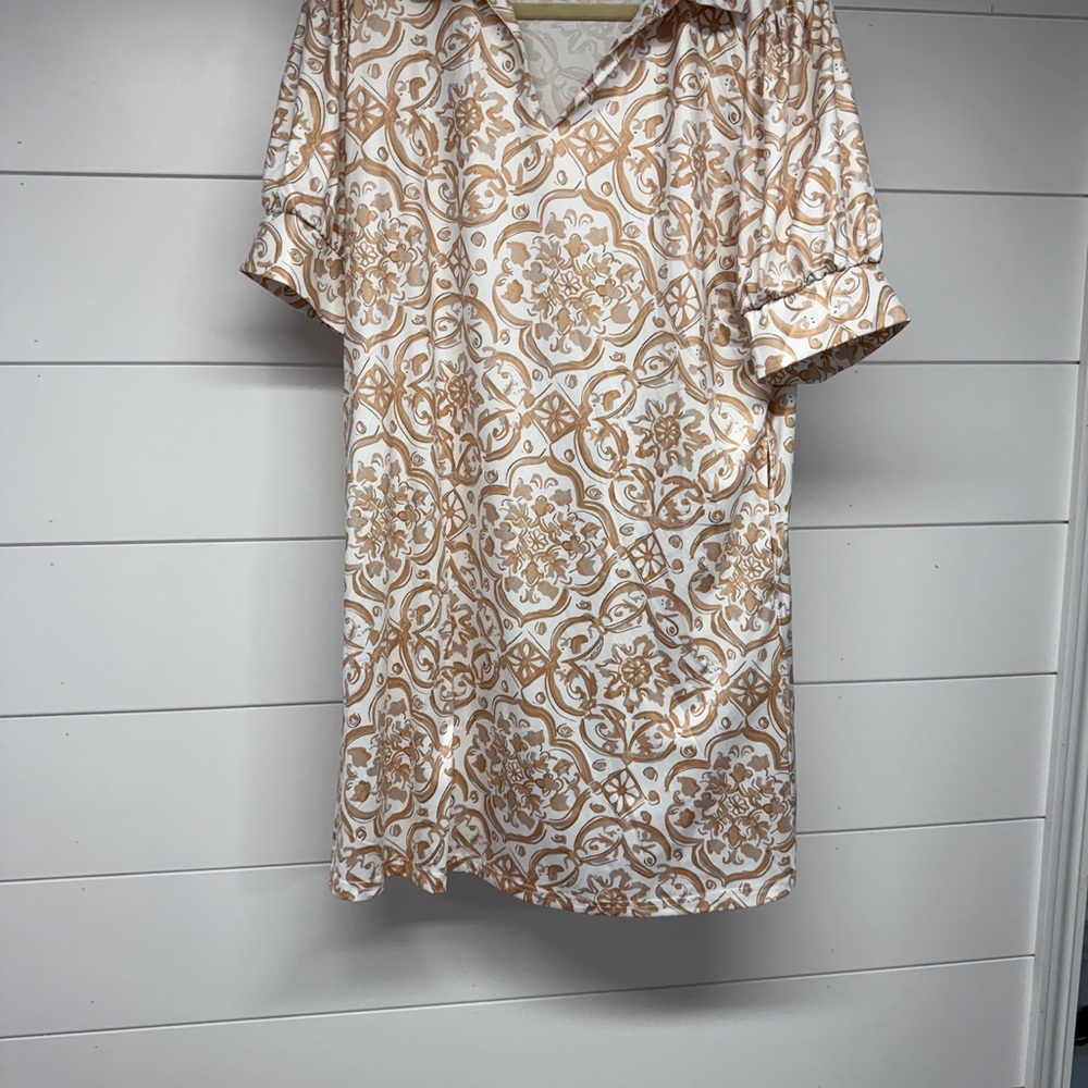 Tuckernuck Cream and Tan Mini Dress